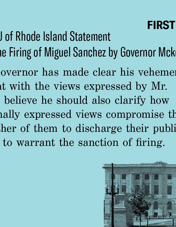 ACLU of Rhode Island Statement on the Firing of Miguel Sanchez by Governor Mckee