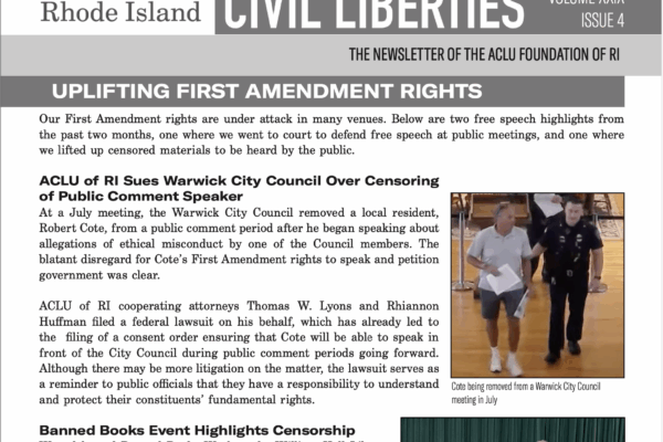 2023 ACLU of RI Fall Newsletter Cover