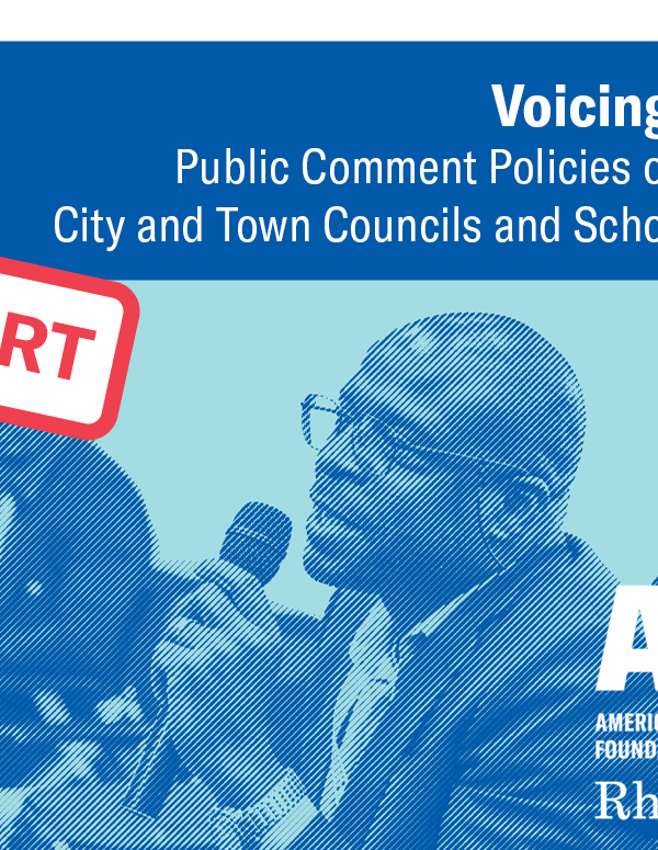 ACLU of RI Releases Report on Public Comment Policies of City and Town Councils, School Committees