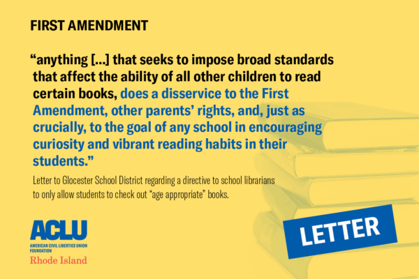 ACLU Calls on Glocester School District to Halt Arbitrary Restrictions on Student Access to Books