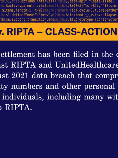 Proposed Settlement of RIPTA Data Breach Class-Action Lawsuit Filed with Rhode Island Superior Court