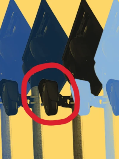 Yellow background with gradient of blue Flock cameras.