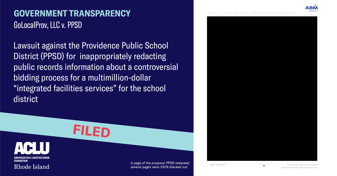 ACLU and GoLocalProv Sue Providence Public School District Over Failing to Disclose Public Contract Information 