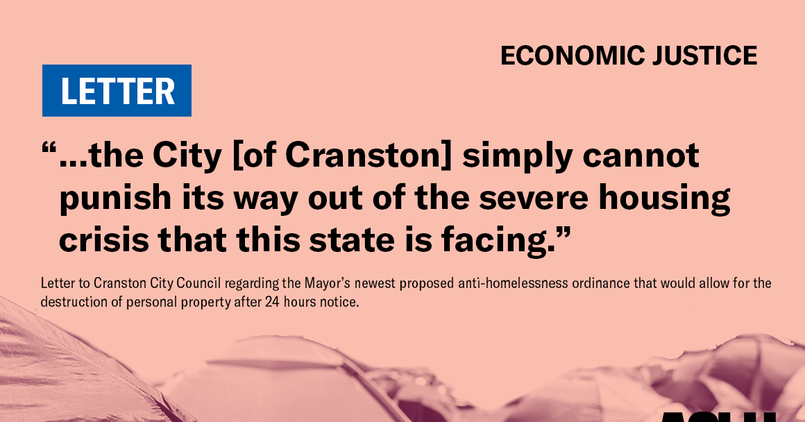 Cranston Anti-Homelessness Proposed Ordinance